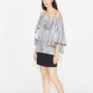 HALSTON HERITAGE 100% Silk Off the Shoulder Top